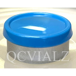Light Blue 20mm Superior Flip Cap Vial Seals, Pack of 100. QCVIALZ catalog no. SFC20LBL-100