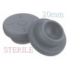 TRIPLE BAGGED 20mm sterile vial stoppers, round bottom, pre-washed and gamma irradiated for sterilization.