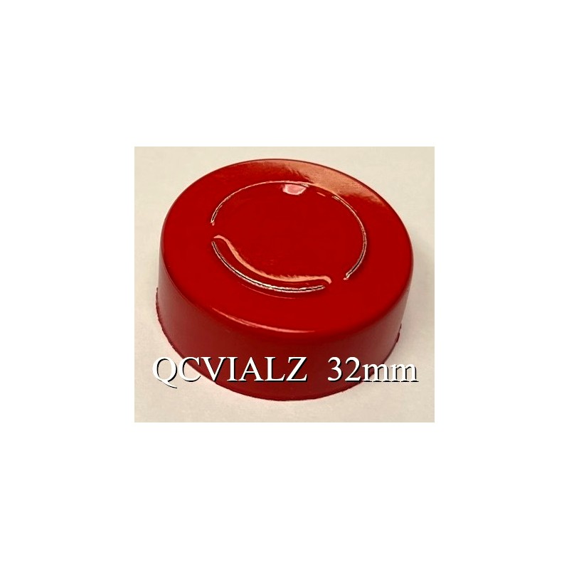 32mm Infusion Vial Seal, Center Tear Aluminum, BLAZE Red, Pk 100