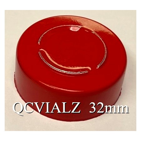 32mm Infusion Vial Seal, Center Tear Aluminum, BLAZE Red, Pk 100