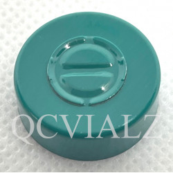 Turquoise Blue Green 20mm Center Tear Out Unlined Aluminum Vial Seals. QCVIALZ catalog no. SAS20TBG-1K