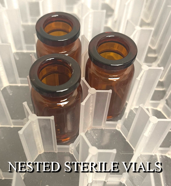 sterile nested vials packaging with alveolar trays